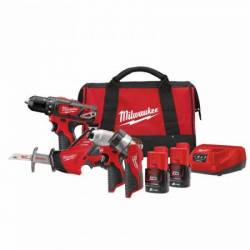 MILWAUKEE M12 BPP4A-202B - Pack 4 produits 12V composé de : M12 BDD-0 + M12 BID-0 + C12 HZ-0 + M12 TLED(4933441240)