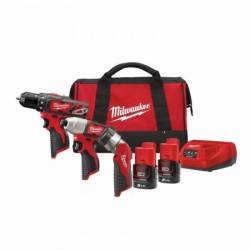 MILWAUKEE M12 BPP3A-202B - Pack 3 produits 12V composé de : M12 BDD-0 + M12 BID-0 + C12T (4933441225)
