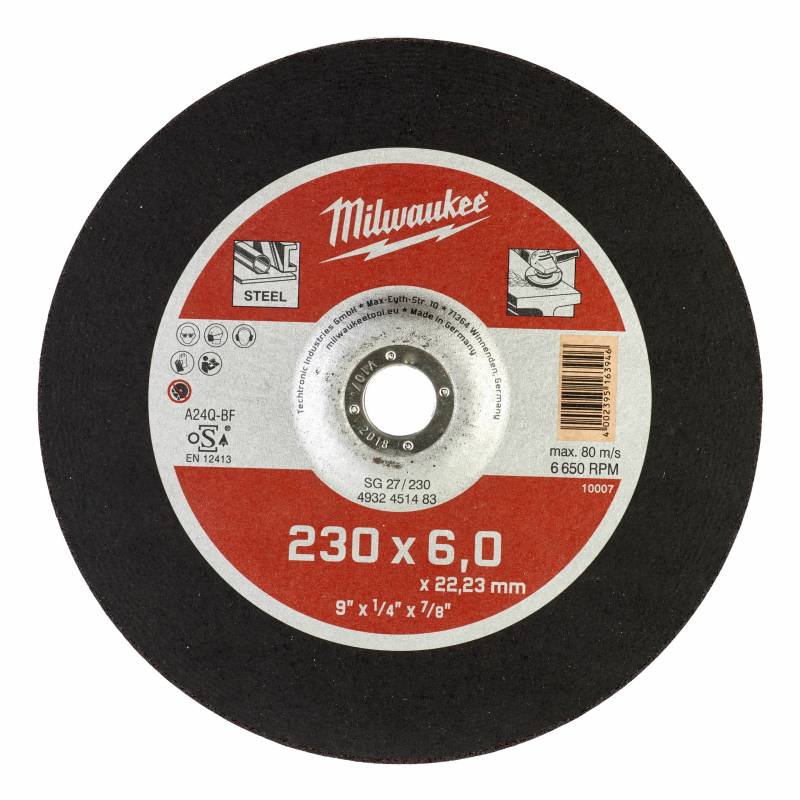 MILWAUKEE DISQUE À MEULER 230MM ÉPAISSEUR 6 MM CONTRACTOR 1PC (4932451483)
