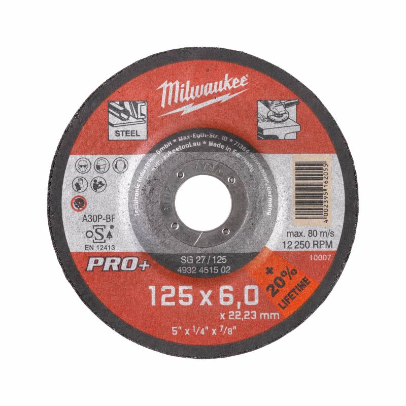 MILWAUKEE DISQUE À MEULER 125 ÉPAISSEUR 6 MM PRO+ 1PC (4932451502)