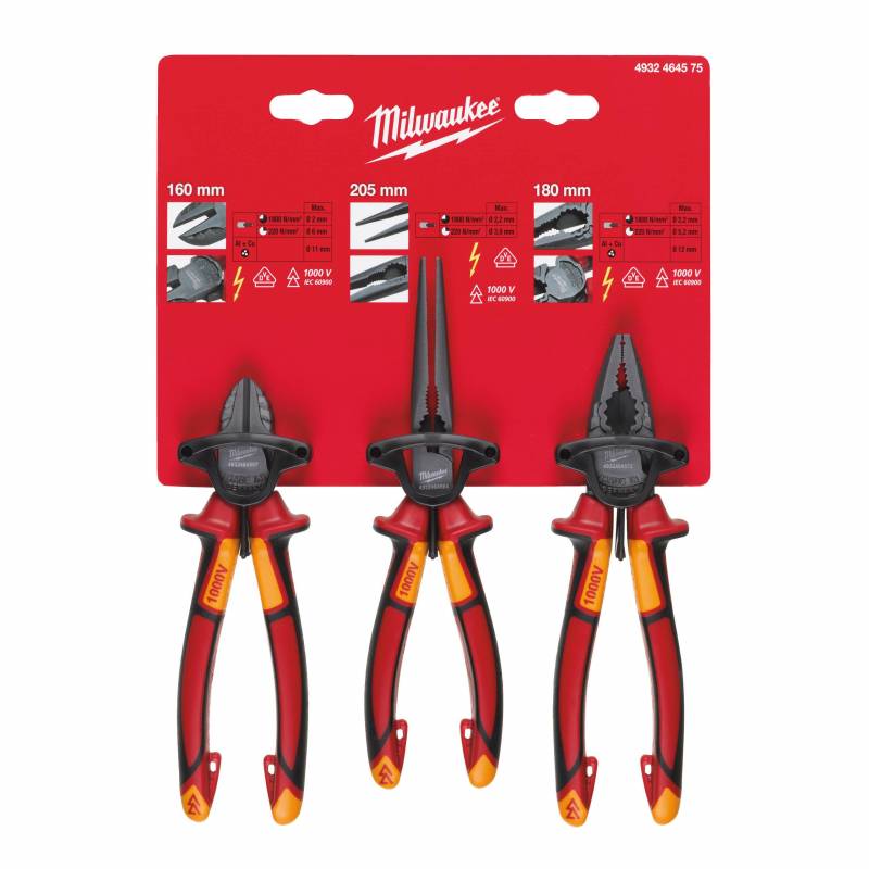 MILWAUKEE SET DE 3 PINCES ISOLÉES (UNIVERSELLE
