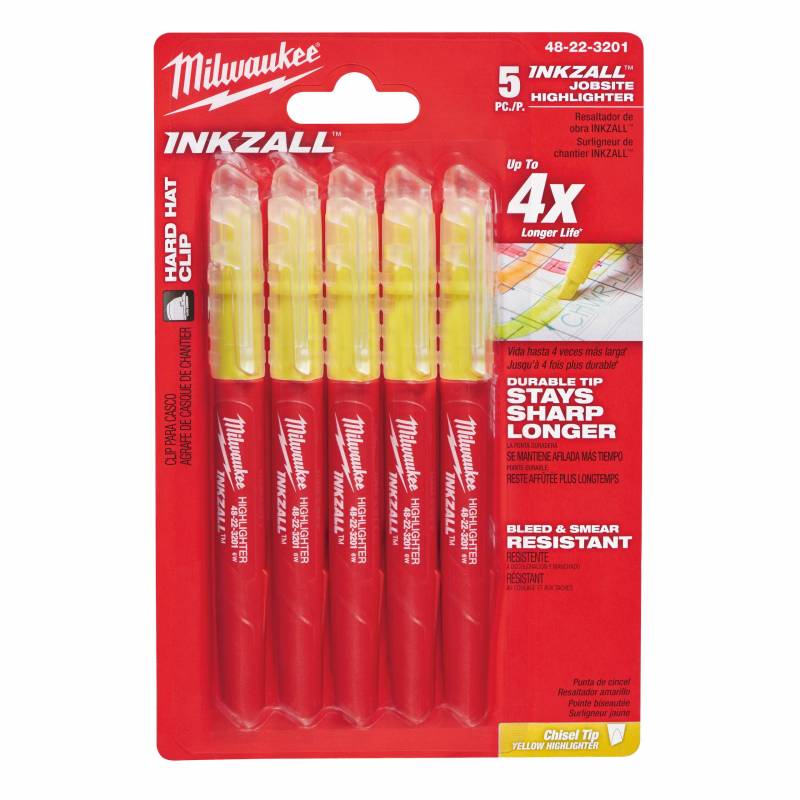 MILWAUKEE SURLIGNEURS INKZALL JAUNES (X5) (48223201)